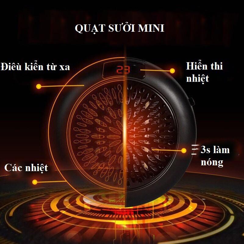 Quạt Sưởi Mini - Quạt Sưởi Ấm Hai Chiều Công Suất 500W Tiết Kiệm Điện, Có Điều Khiển Từ Xa