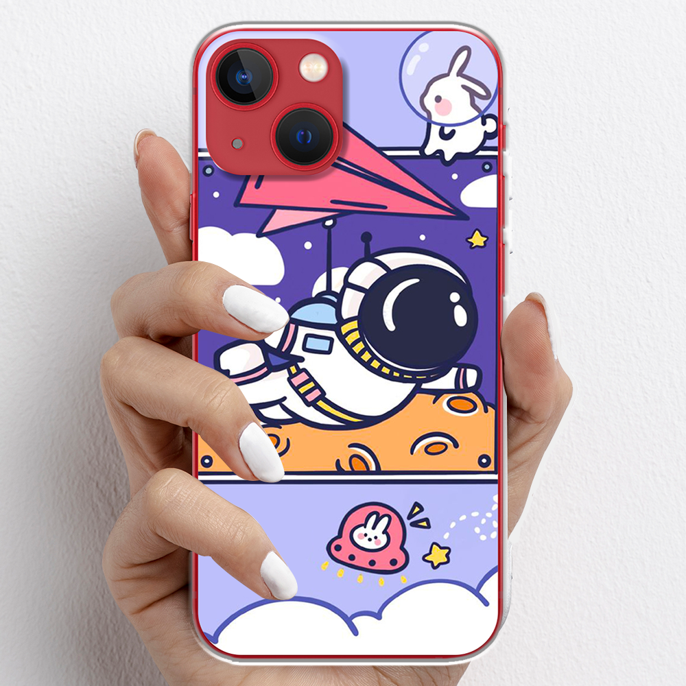 Ốp lưng cho iPhone 13, iPhone 13 Mini nhựa TPU mẫu Phi hành gia tím
