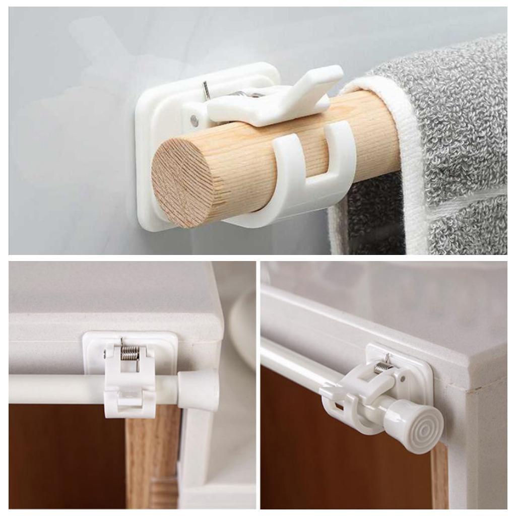4/6/8/10xAdjustable Rod Bracket Wall Curtain Hanging Rod Clips