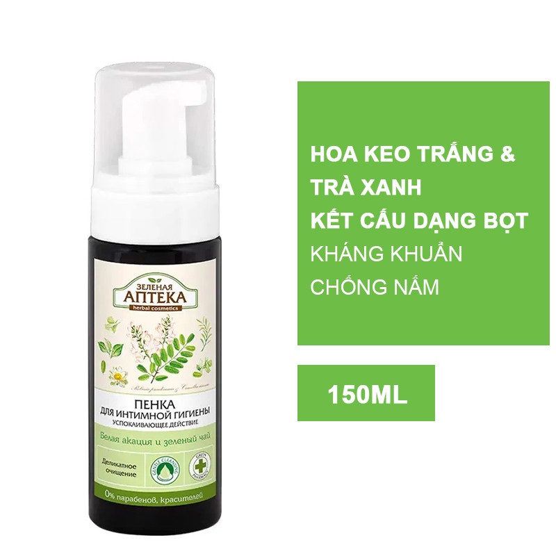 Dung Dịch Vệ Sinh Phụ Nữ Dạng Bọt Giúp Khử Khuẩn Cân Bằng Độ pH Vùng Kín Zelenaya Apteka 150ml