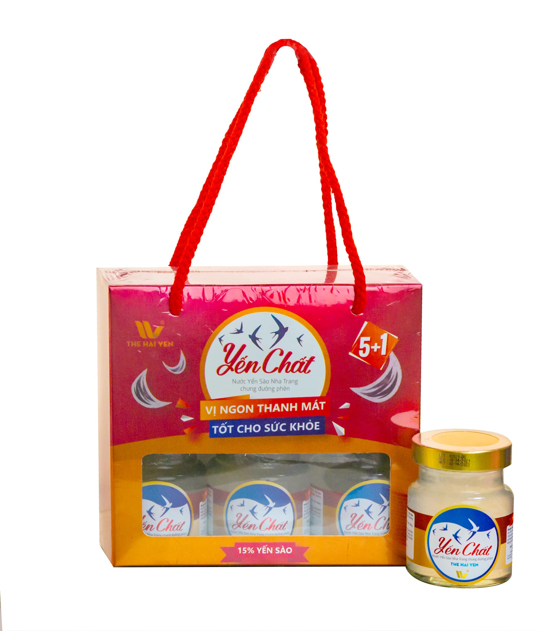 Yến hũ dinh dưỡng chưng đường phèn - Yến Chất Đỏ 15% TheHaiYen Lốc 5+1
