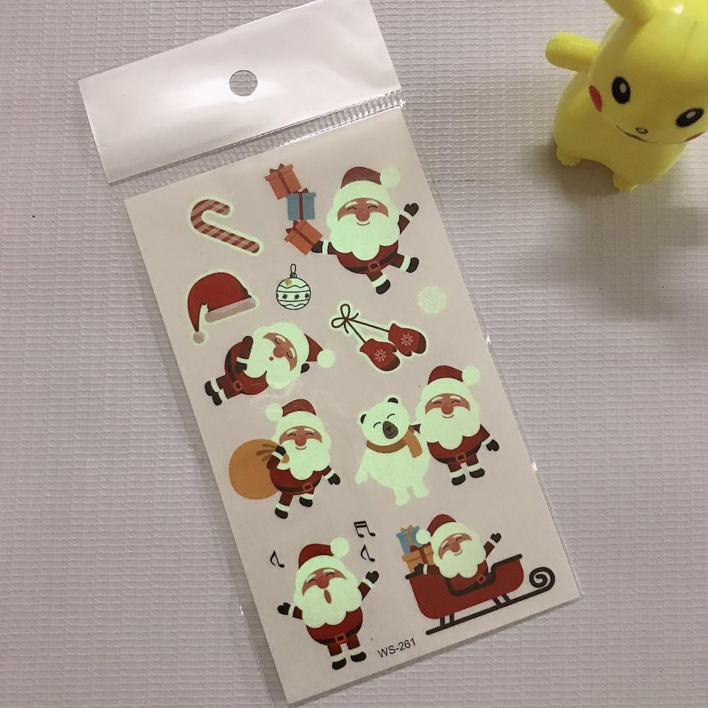Hình xăm dán noel tattoo giáng sinh phát quang 10x6cm + quà tặng kèm