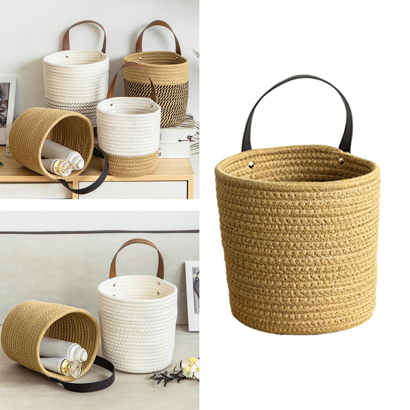 Woven Rustic Basket Basket Hanging Basket for Kitchen Bedroom Bathroom, Countertops Decorative Organization, Woven Basket Organizer