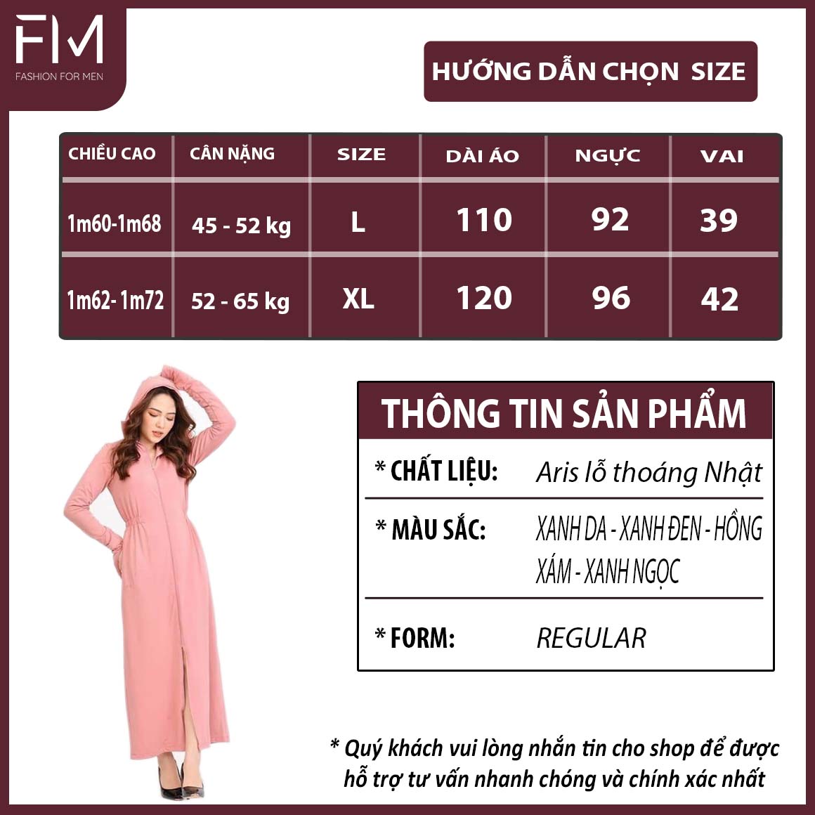 Áo chống nắng nữ dáng dài liền thân hai lớp, tay xỏ ngón có túi – FORMEN SHOP – FMHN003