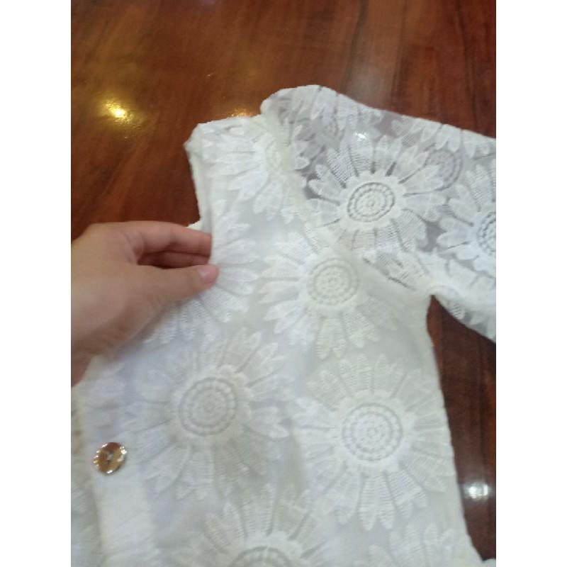 Áo kiểu, Áo ren, hoa nổi peplum tay bồng hai lớp hàng đẹp