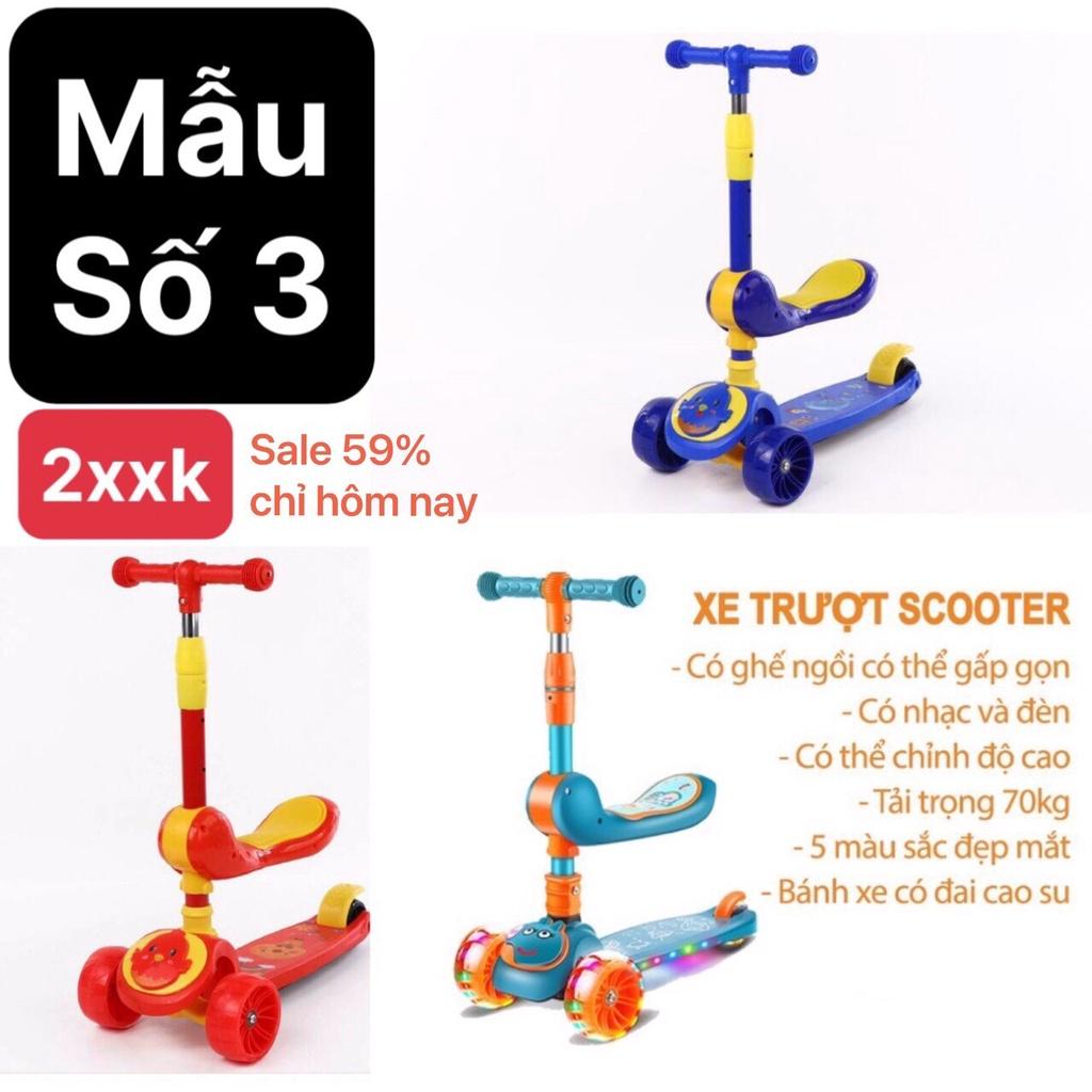 Xe Scooter, Xe Trượt Cho Bé Bánh Có Đèn ,Có Nhạc, có ghế 3 in 1 - HCM