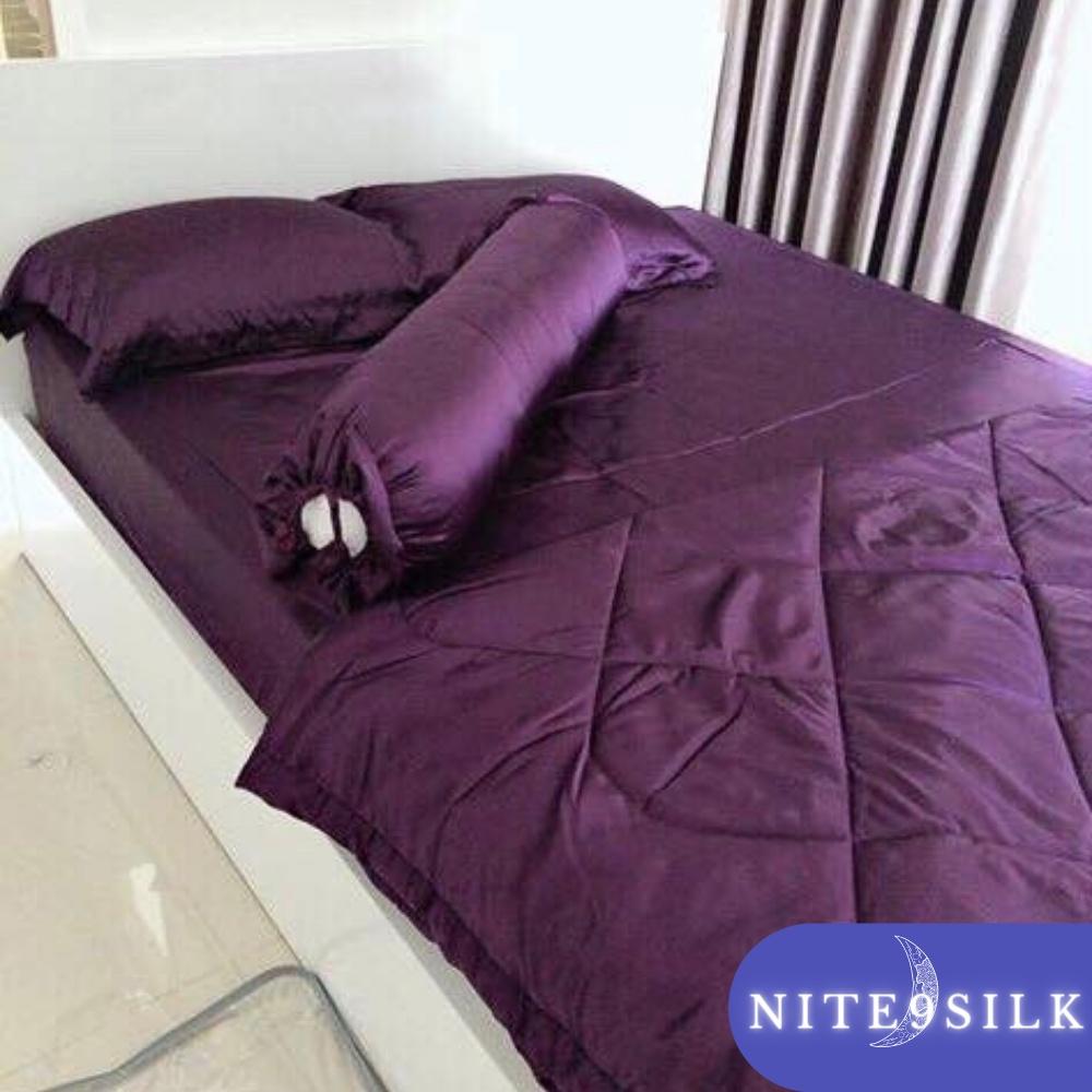 Bộ Chăn Ga Gối Lụa Mềm Mại - Chăn Ga Giường - Lụa Tím Sang Trọng Đẳng Cấp - Nite 9 Silk