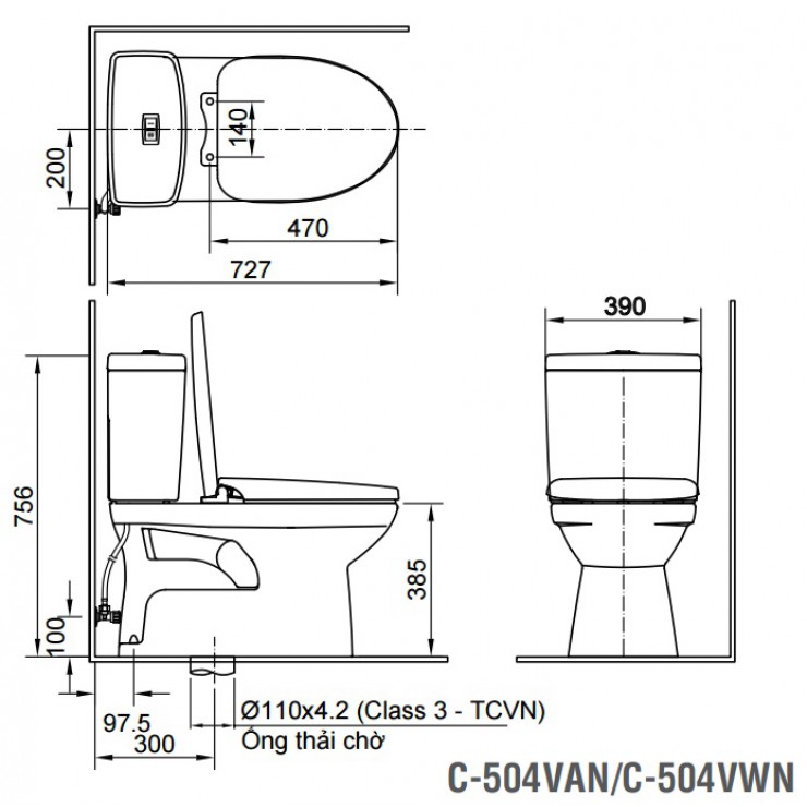 Bồn Cầu Nắp Điện Tử INAX C-504A+CW-H18VN