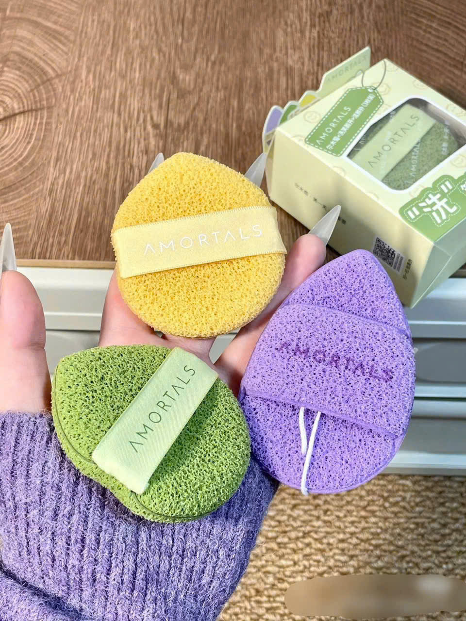 COMBO 3 Hộp Bông Mút Rửa Mặt Amortals, Mút Rửa Mặt Bọt Biển, Làm Sạch Mặt, Bông Mút Hình Giọt Nước - HÀNG CHÍNH HÃNG MINIIN
