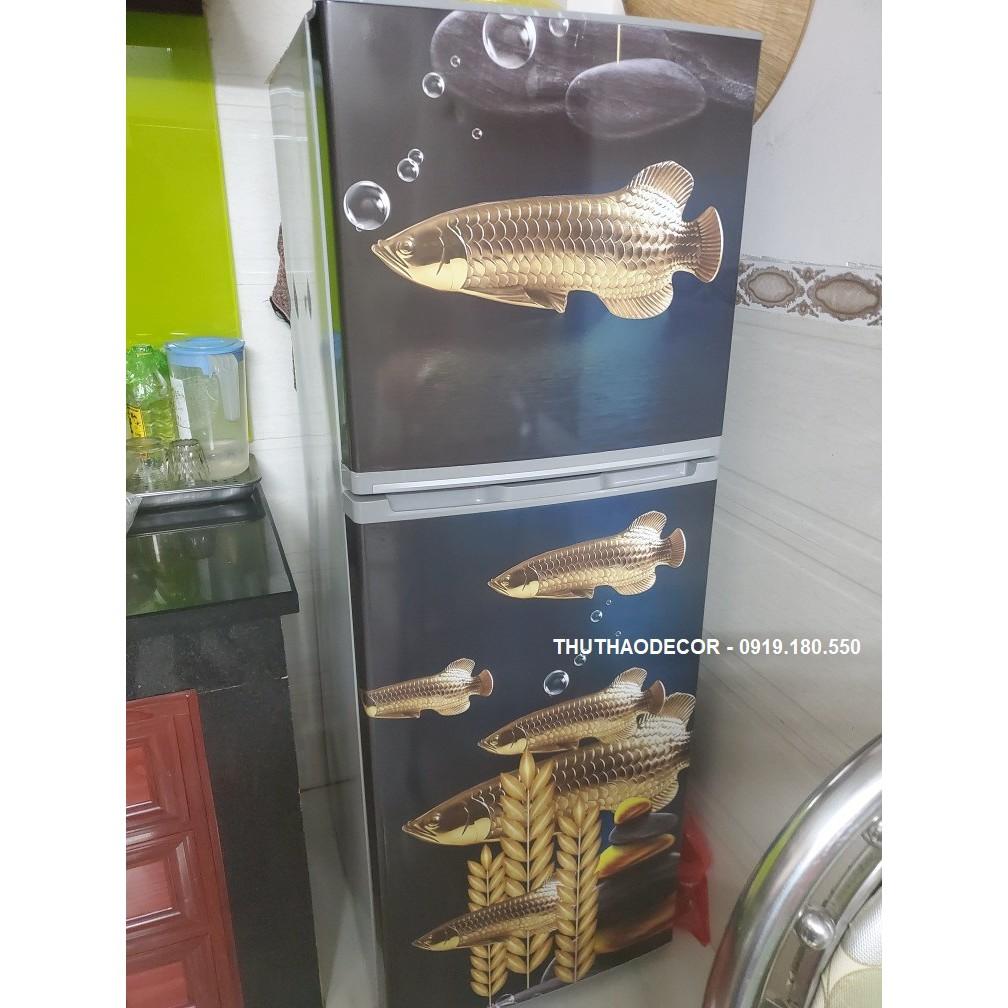 Decal dán tủ lạnh Cá Chép Rồng sang trọng chất liệu cao cấp dễ lau chùi, không bong tróc