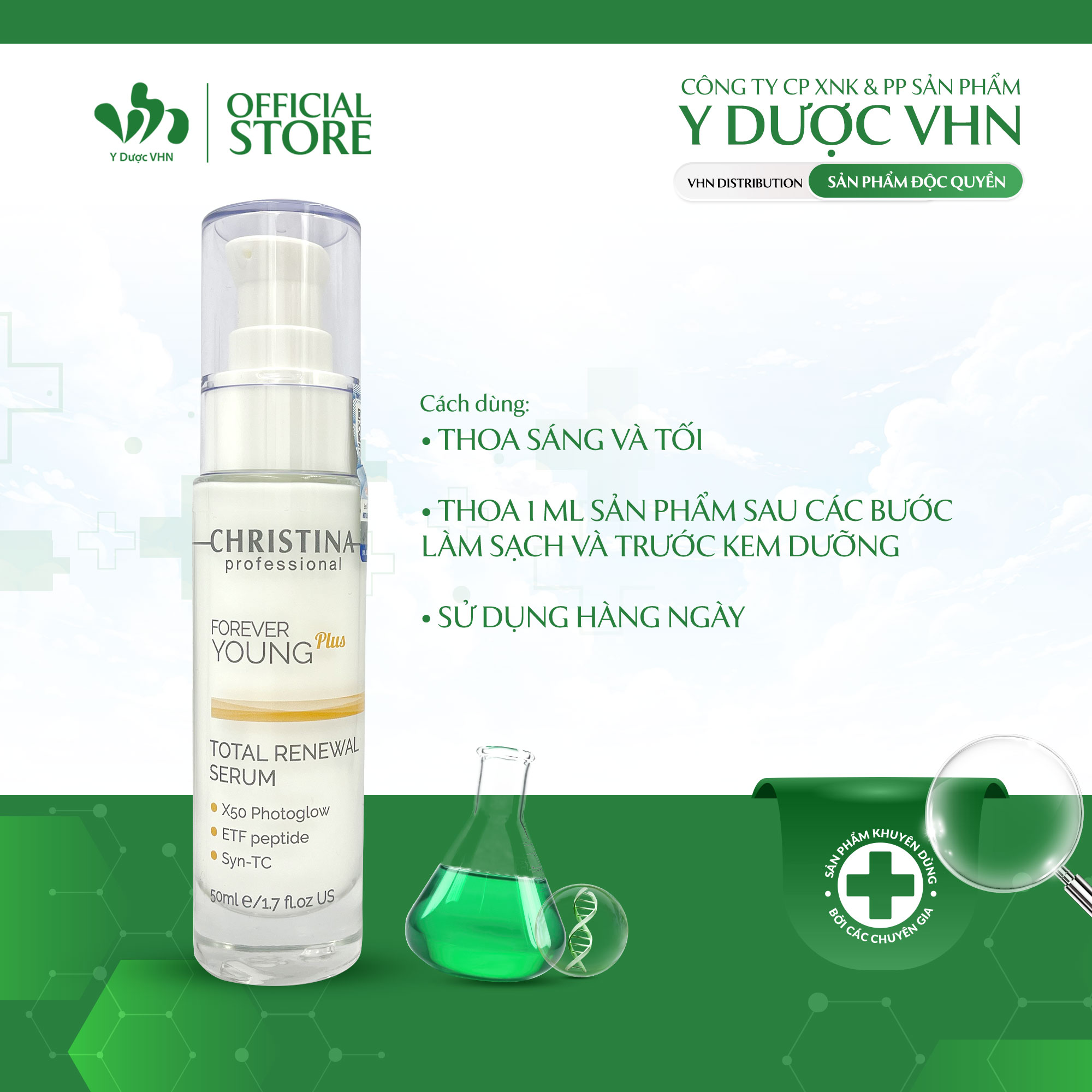 Serum Chống Lão Hóa Forever Young Total Renewal CHRISTINA Giúp Phục Hồi Nếp Nhăn, Da Căng Bóng 50ml/Lọ