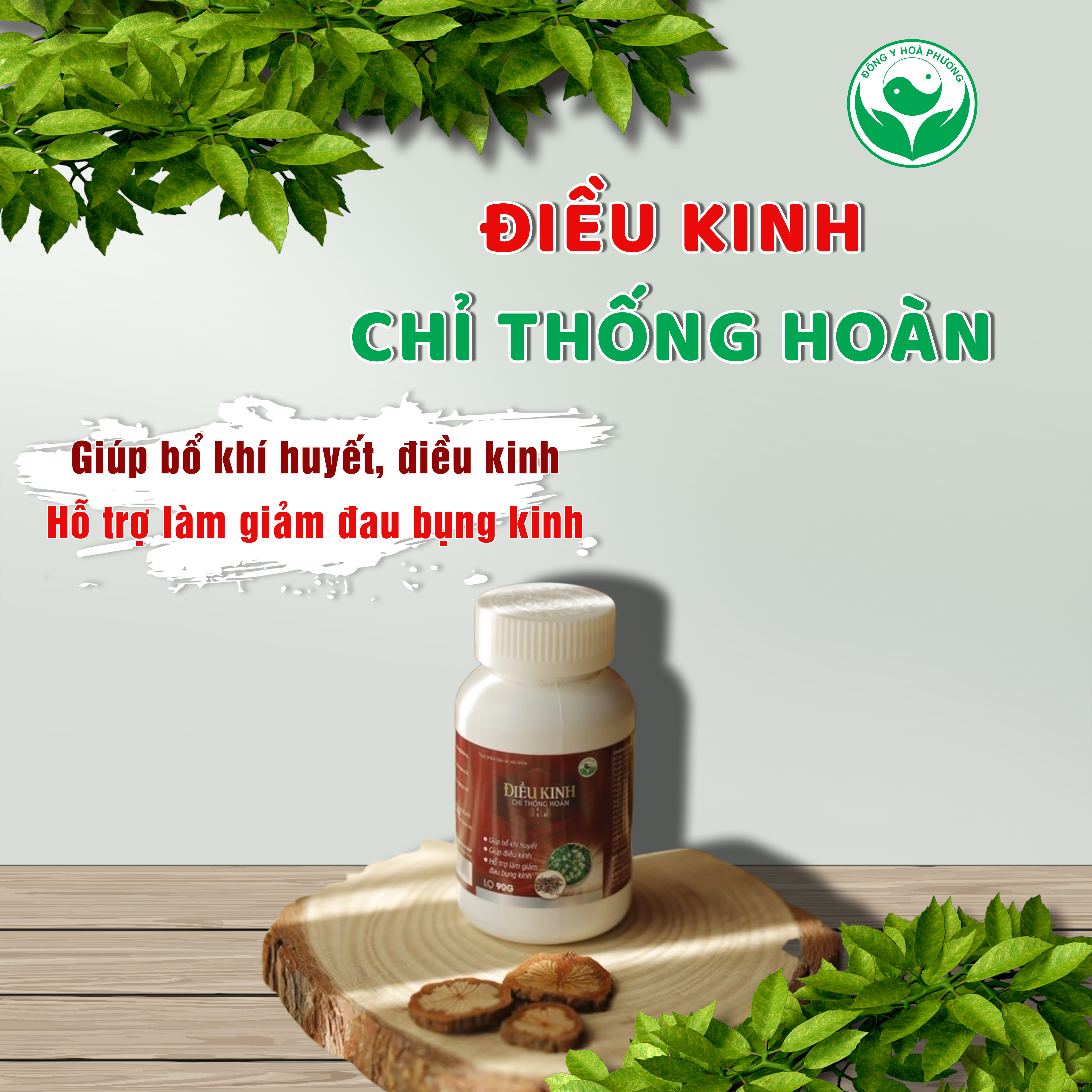 Điều kinh chỉ thống hoàn HP Hỗ trợ bổ huyết, điều hòa kinh nguyệt, giúp giảm đau bụng kinh lọ 90g Đông y Hòa Phương HP4A