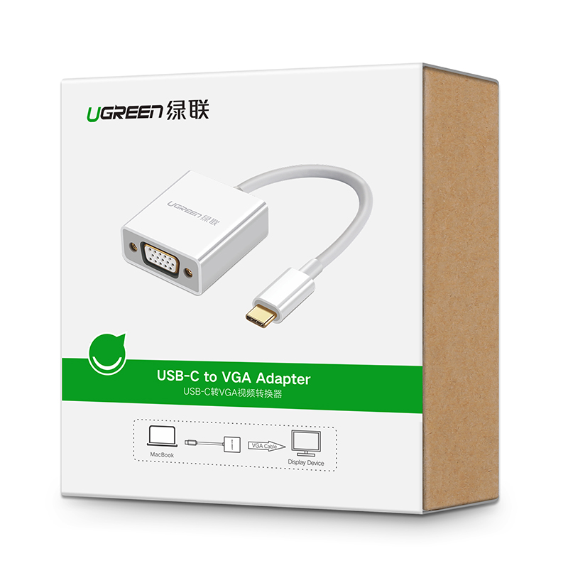 Bộ chuyển đổi USB-C sang VGA dài 10CM UGREEN CM140 - Hàng chính hãng