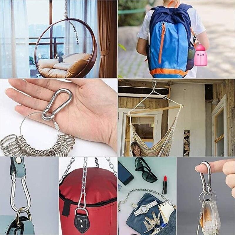 10pcs Multicolor Carabiner Keychain Alluminum Alloy D-ring Buckle Spring Carabiner Snap Hook Clip Keychains Outdoor Camping Tool