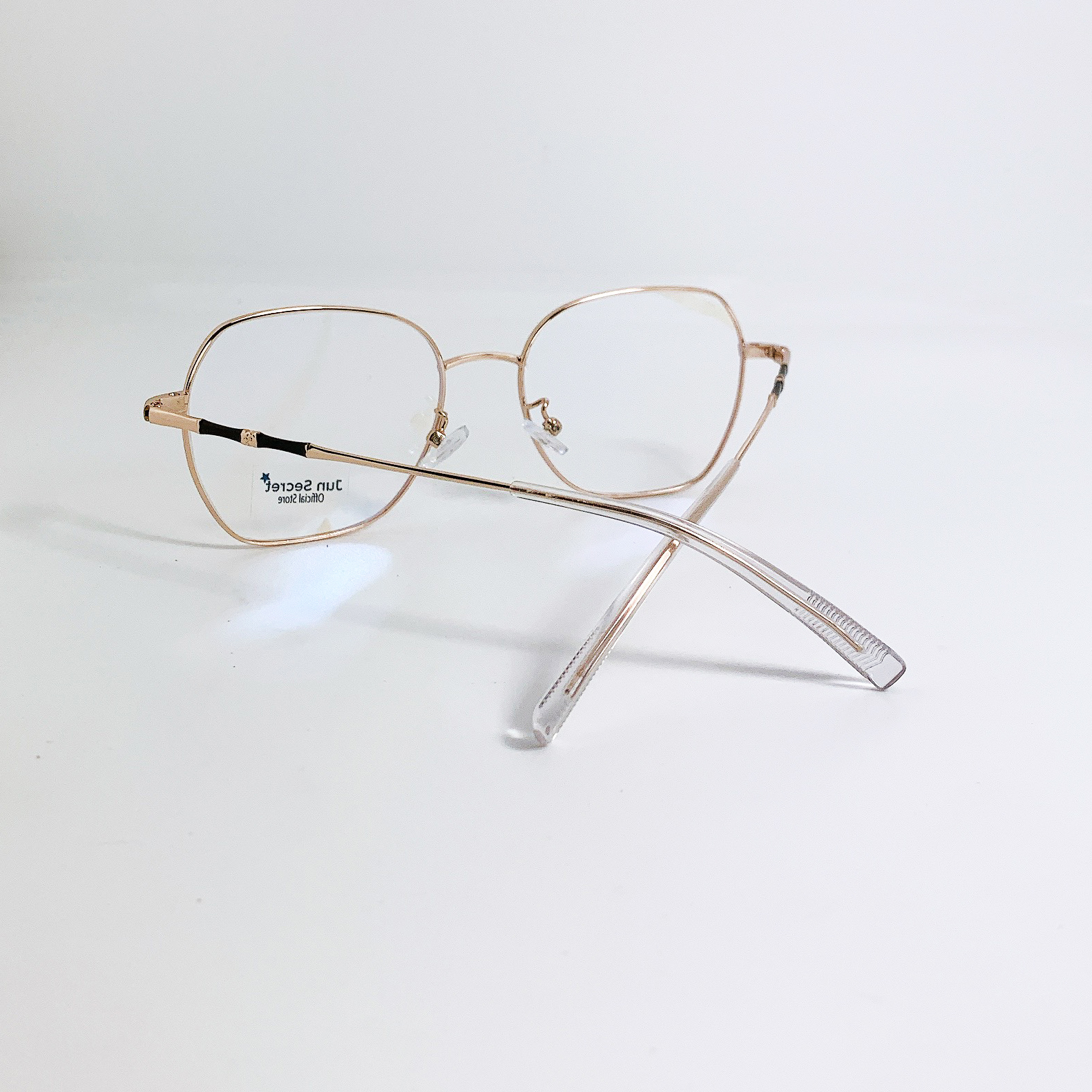 Mắt kính giả cận nam nữ Jun Secret gọng kim loại, tròng 0 độ chống bụi, chống tia UV bảo vệ mắt JS52302