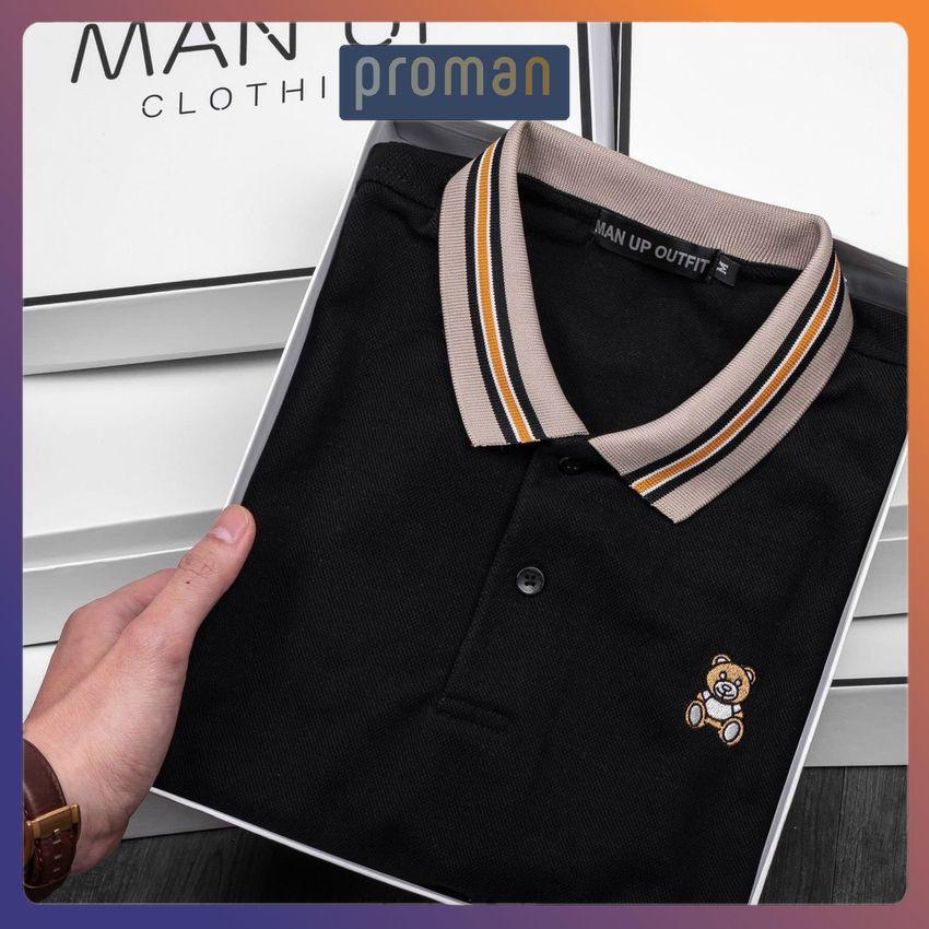 Hình ảnh Áo thun Polo nam in GẤU áo Polo nam có cổ Chất Cotton dày dặn co giãn - PROMAN