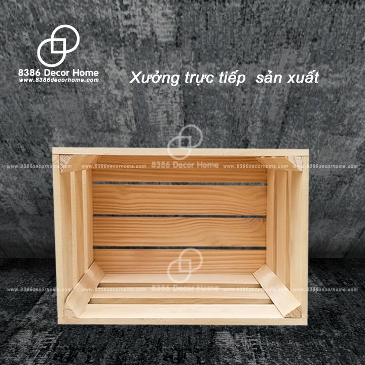 Thùng gỗ Pallet đựng đồ đa năng, trang trí homestay, Kệ decor đa năng gỗ thông mới, nhiều kích thước