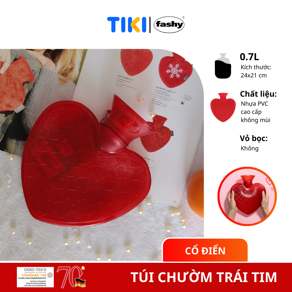 Túi chườm Fashy Germany hình trái tim màu đỏ trong suốt 100% nhập khẩu từ Đức