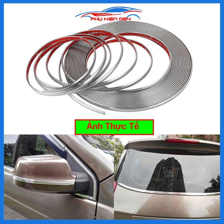 Cuộn nẹp viền chân kính ô tô chiều rộng 6/8/10/12/15/18/20/25mm mạ crom bảo vệ chống ồn cho xe