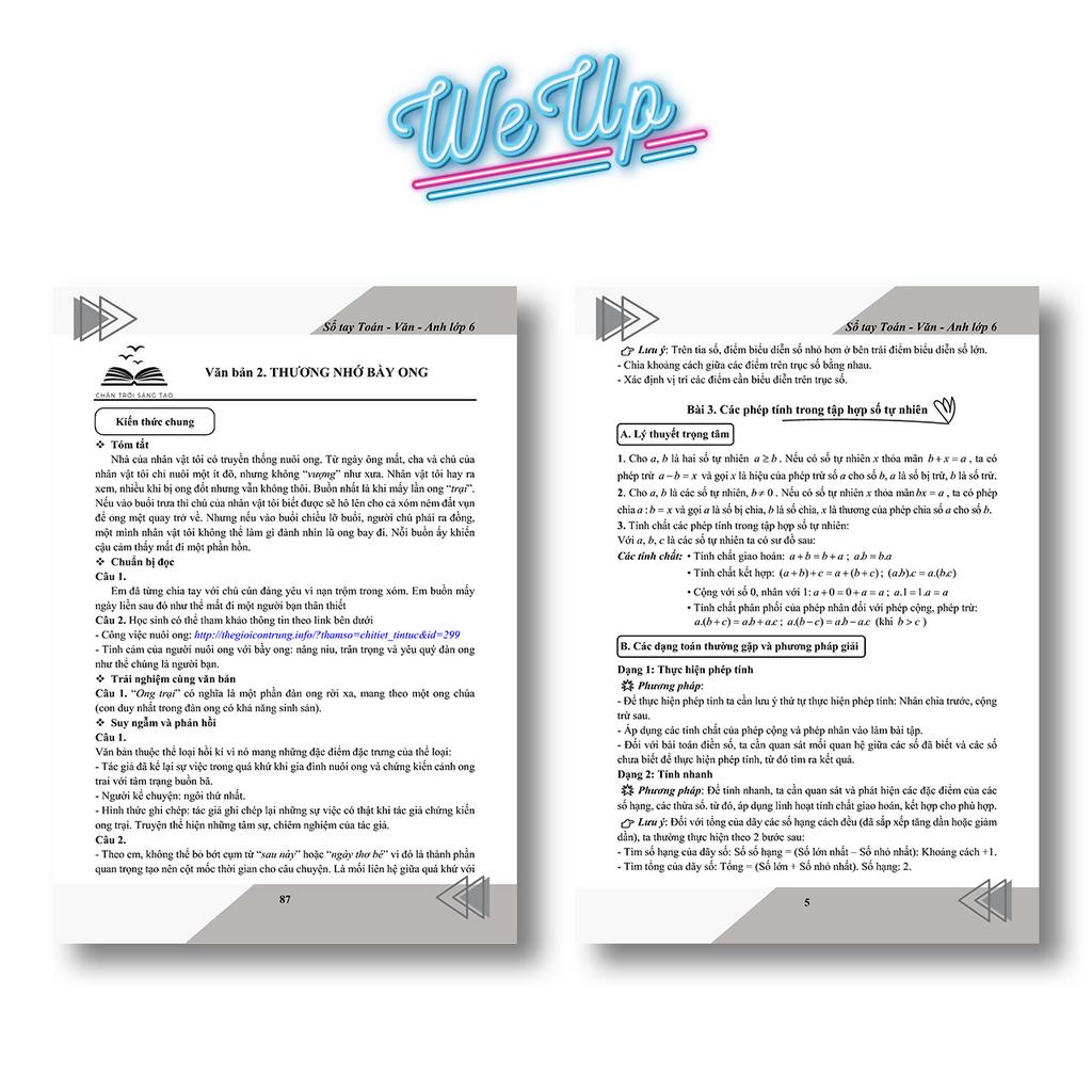 Sách- Combo Sổ Tay Đề Cương Toán Văn Anh Lớp 6 Học Theo SKETCHNOTE & Sổ Toán Văn Anh chương trình Chân Trời