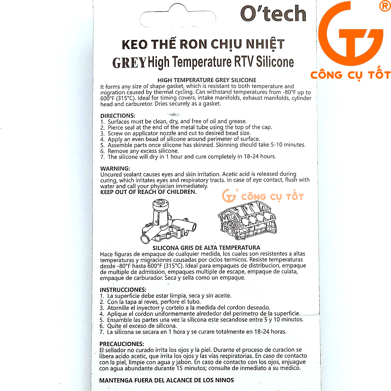 Keo thế ron chịu nhiệt OTECH RTV 600°F màu xám