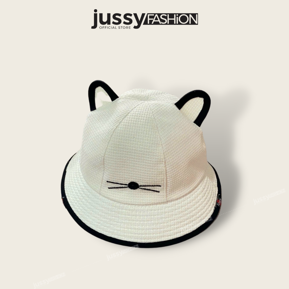 Mũ Bucket Tai Mèo Dễ Thương JB07 Jussy FashionNón Tai Bèo Chất Kaki Phối Cotton Phong Cách Ngọt Ngào Cute