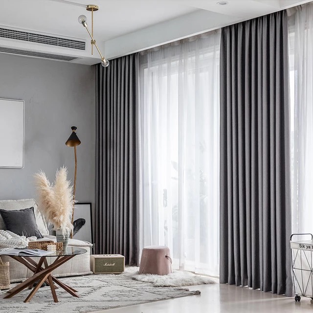 Rèm Vải Cao Cấp Cản Nắng 95% - Tặng Kèm Dây Vén Rèm - SIZE VỪA