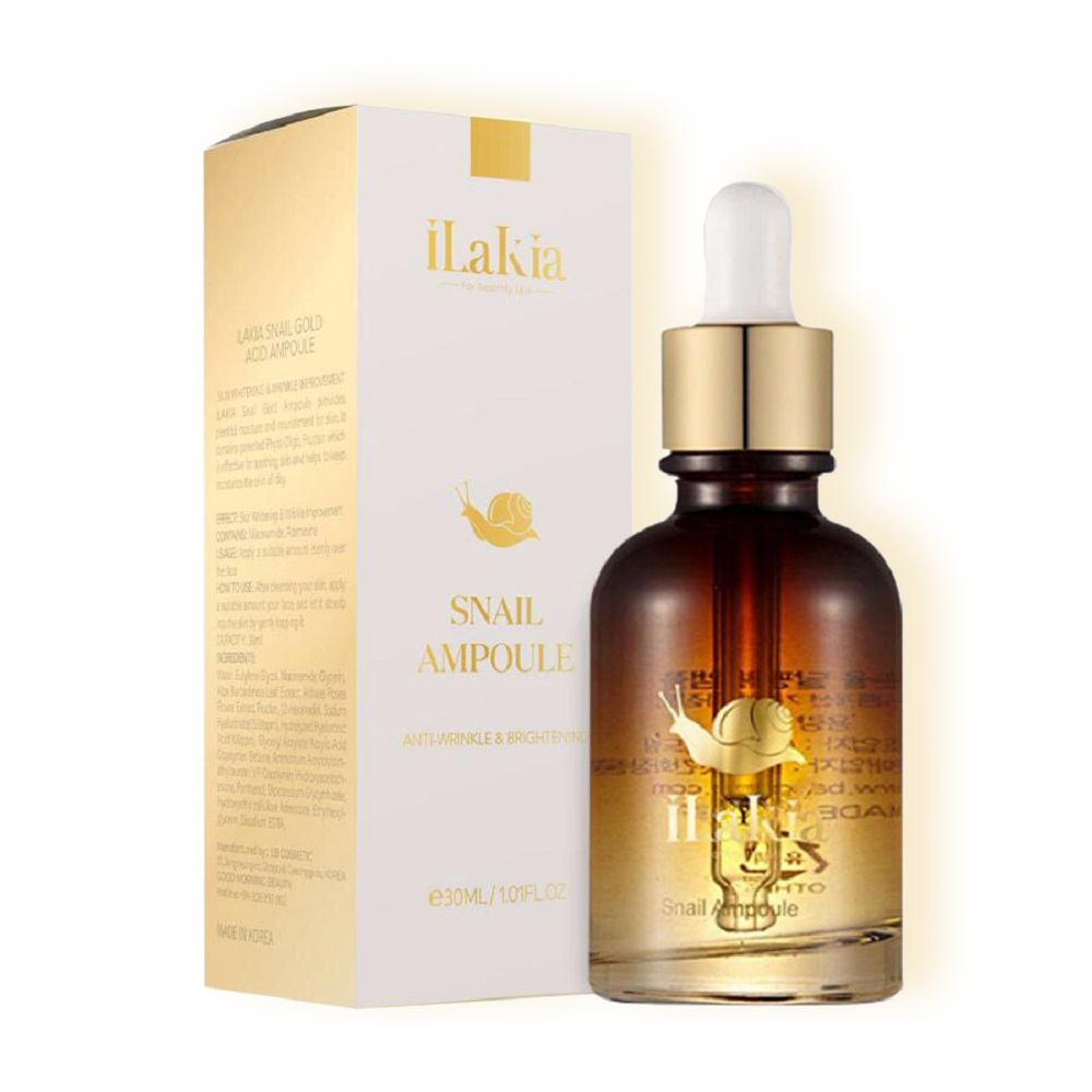 iLakia - Tinh Chất Serum Ốc Sên SNAIL AMPOULE Chống Lão Hóa – Phục Hồi Da Chuyên Sâu 30ml KOREA