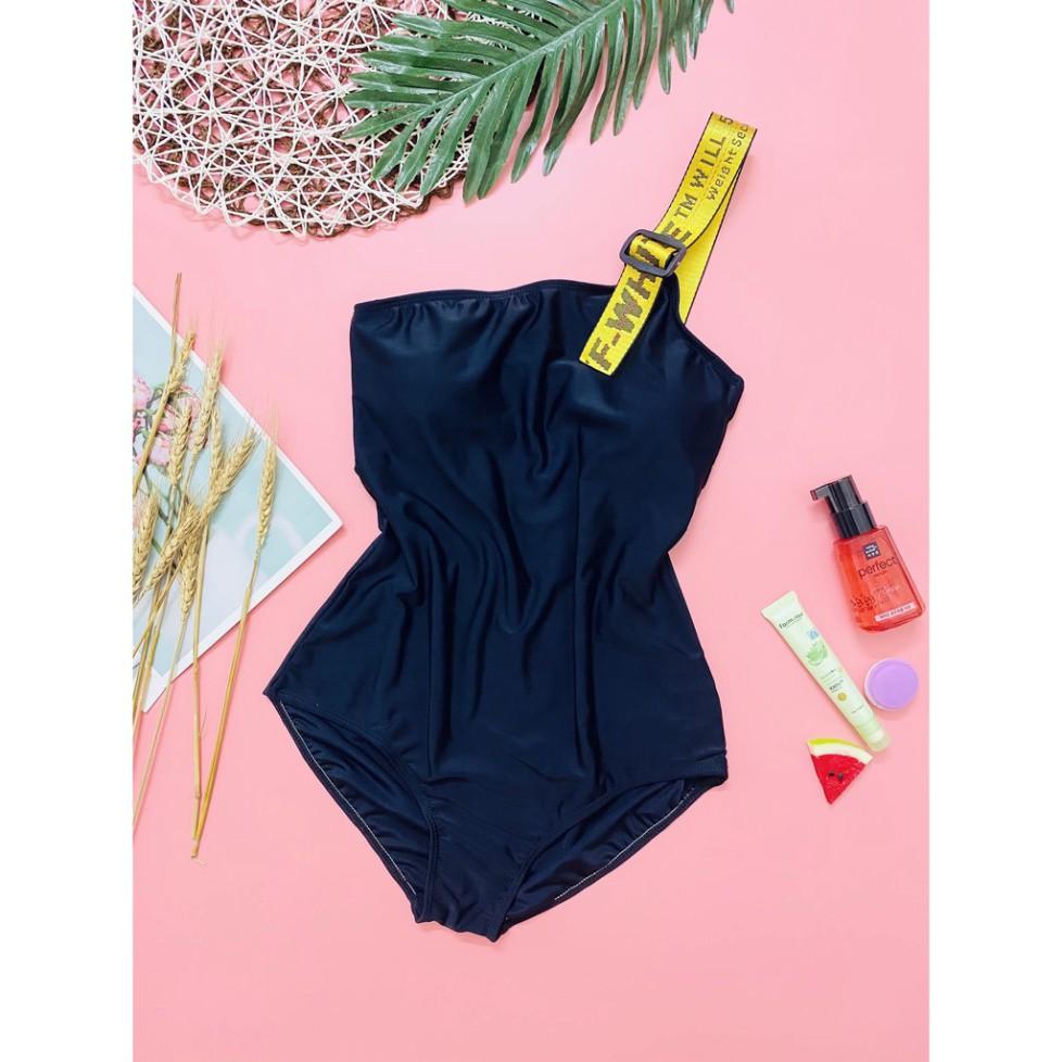 freeship Bikini liền 1 mảnh đen lệch vai sexy quyến rũ mặc đi biển đi bơi