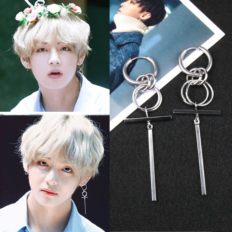 Khuyên tai nam V BTS đeo phong cách unisex