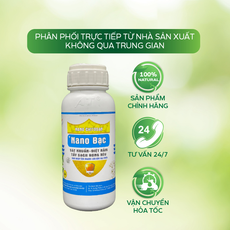 Nano Bạc diệt khuẩn sát khuẩn diệt nấm, rửa vườn, tẩy sạch rong rêu, kháng virus – Nano Bạc AT đậm đặc 500ml