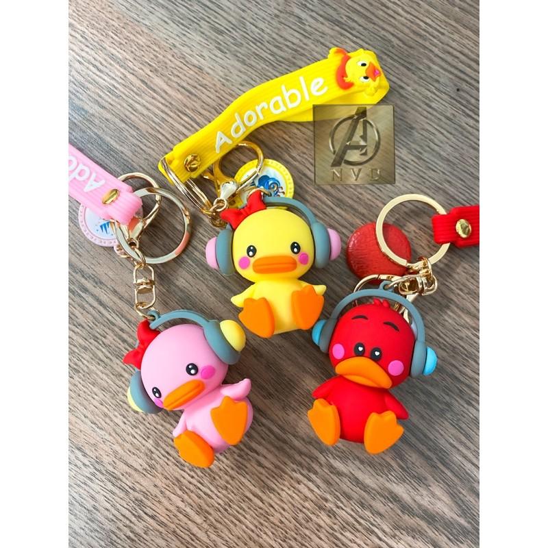 Móc khoá Vịt đeo tai nghe cao cấp cực cute