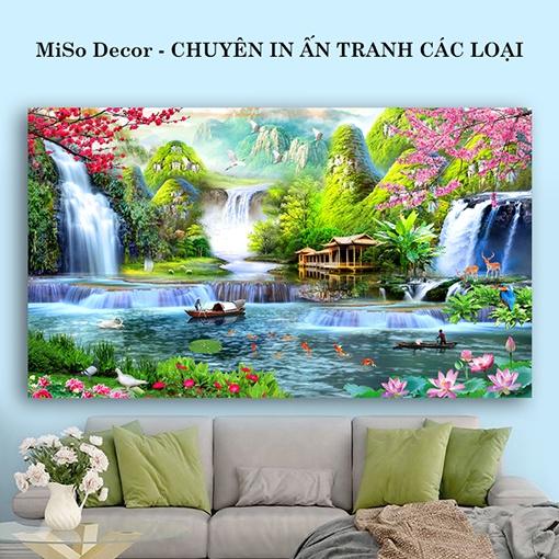 Tranh phong thủy - Sơn thủy hữu tình - thủy mặc in decal