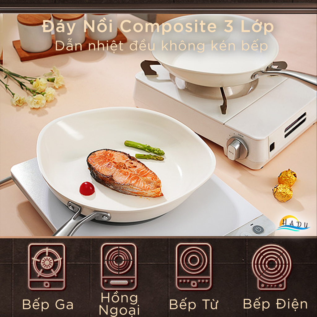 Chảo Chống Dính Bếp Từ Gốm 26cm Rán Bít Tết Chiên Trứng Cao Cấp Đạt Chất Lượng LFGB Đức SSGP