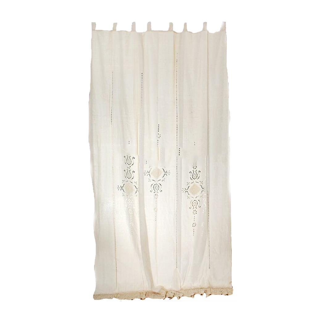 Country Hollow Crochet Window Curtain Blockout Drape Panel Tab Top