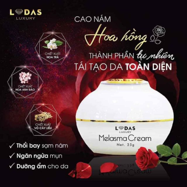 Cao Nám Hoa Hồng kết hợp Serum Nước Thần Lodas Luxury - Bộ đôi đình đám đặc trị hiệu quả da nám, tàn nhang, làm mờ vết sẹo, đốm đen, tái tạo và dưỡng ẩm cho da giúp da căng bóng, trắng sáng, tươi trẻ