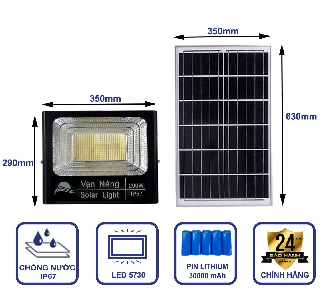 Đèn năng lượng mặt trời Vạn Năng Solar 200W