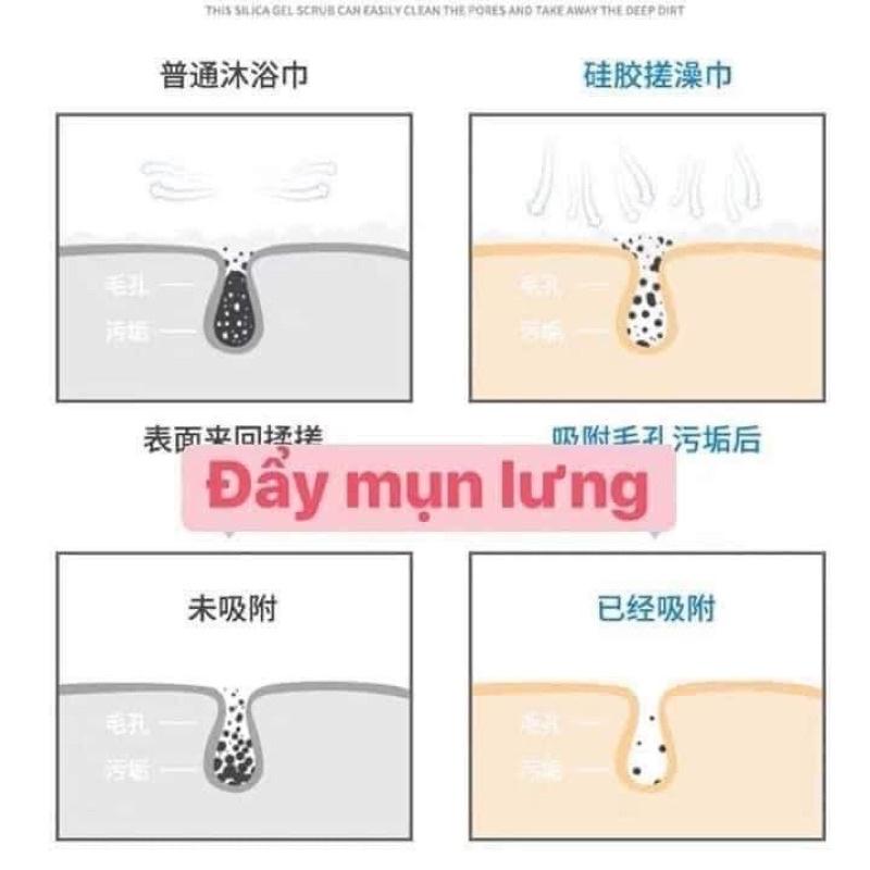 Cọ Lưng Silicon 2 mặt Dây Tắm Chà Lưng, tẩy da chết