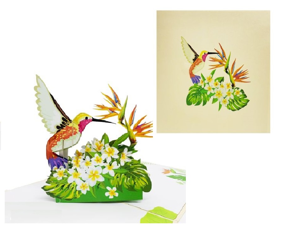 A04 -  Thiệp 3D Chim Ruồi &amp; Hoa Thiên Điểu – Pop Up Card Viethands Giftshop