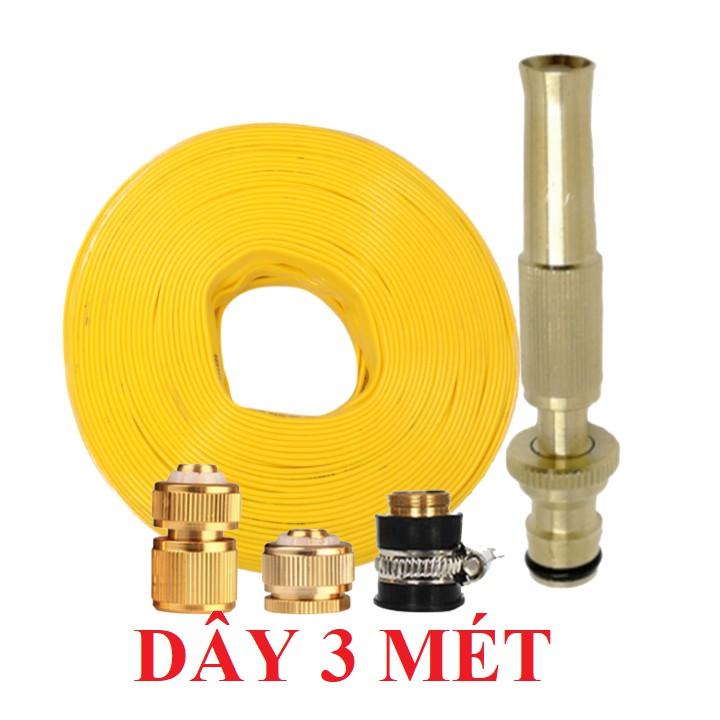 Vòi Xịt️ Bộ dây vòi xịt nước rửa xe, tưới cây ,loại 3m,5m 206587 đầu đồng,cút đồng+ mở chai