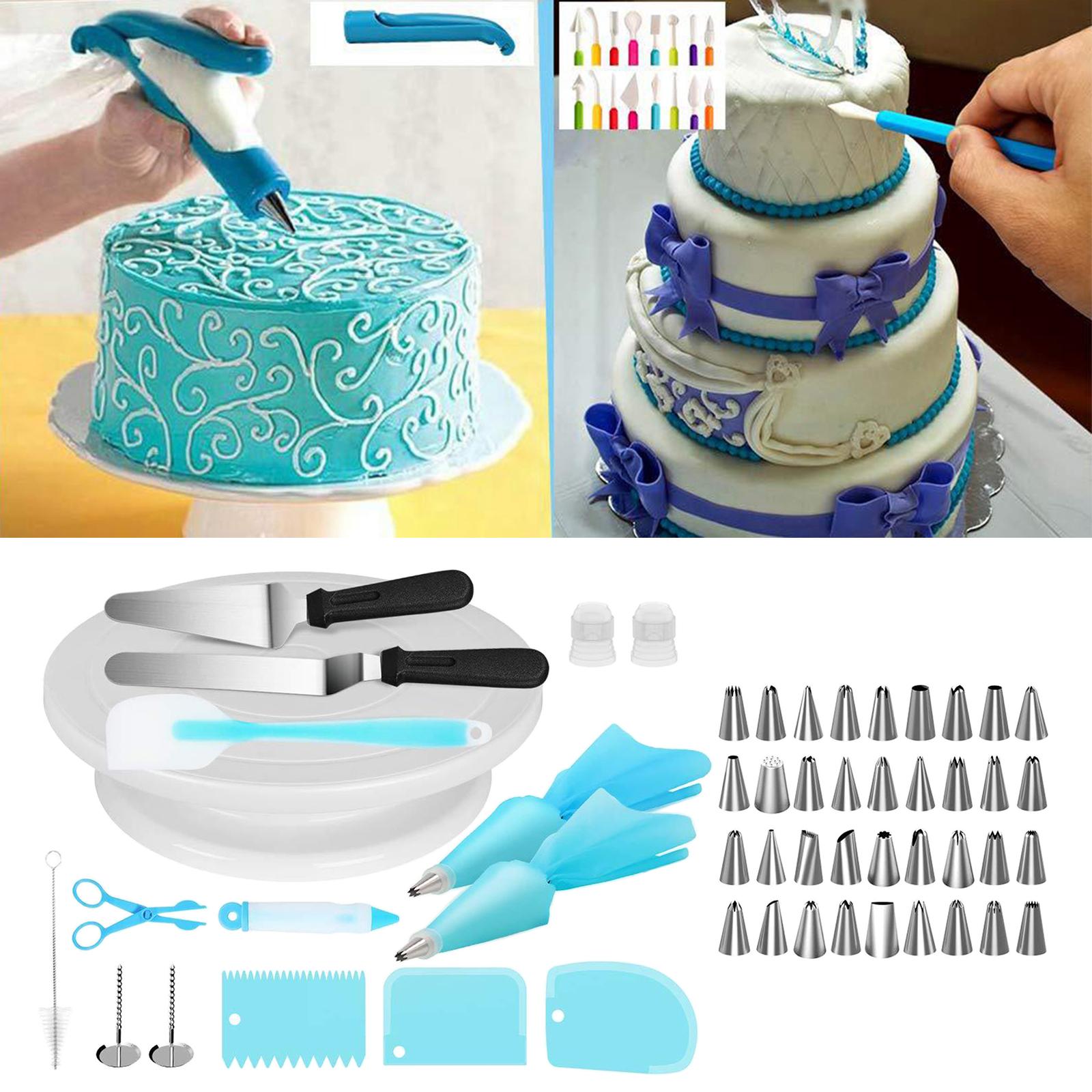 52pcs Cake Decorating Kit Cake Decoration Supplies Set Tool for Home Kitchen, Cake Decoration Equipment Supplies w/ Cake Turntable & Icing Spatula