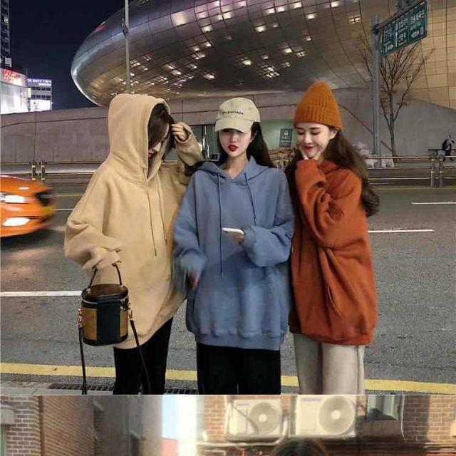 Áo hoodie nỉ bông ullzang dáng dài rộng trùm mông mới nhất 2020