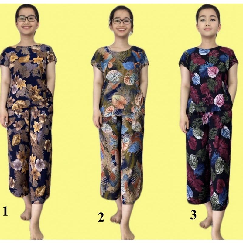 Bộ mặc nhà trung niên, lanh nhung lửng cao cấp