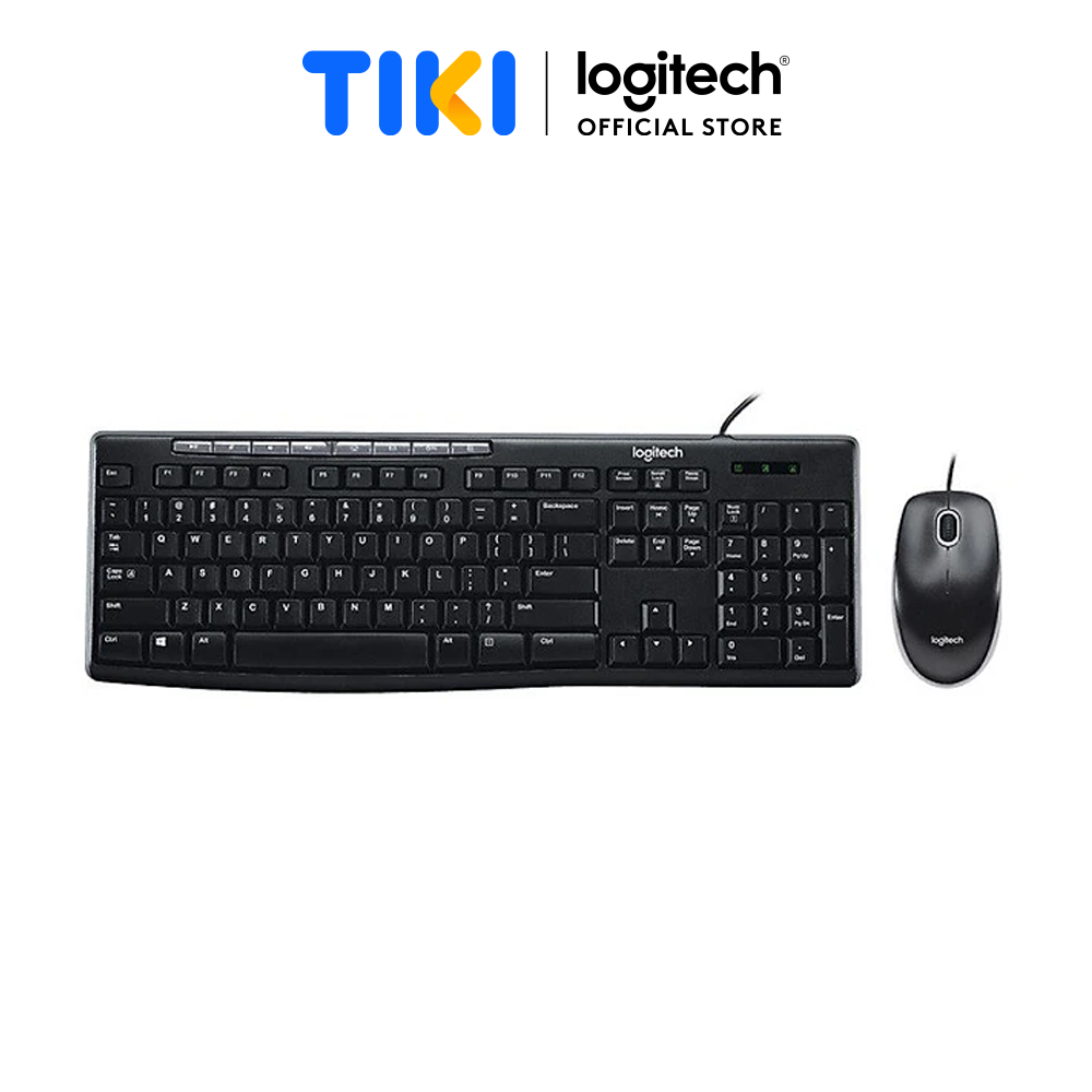 Combo Chuột Phím Có Dây Logitech Mk200 - Thiết Kế Mỏng, Chống Tràn, Bền Bỉ - Hàng Chính Hãng