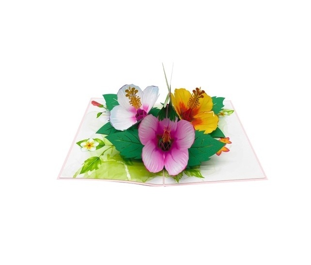Thiệp 3D Pop Up Chim Ruồi &amp; Hoa Nhiệt Đới – Thiệp Hoa Chúc Mừng, Sinh Nhật, Lãng Mạn, F38