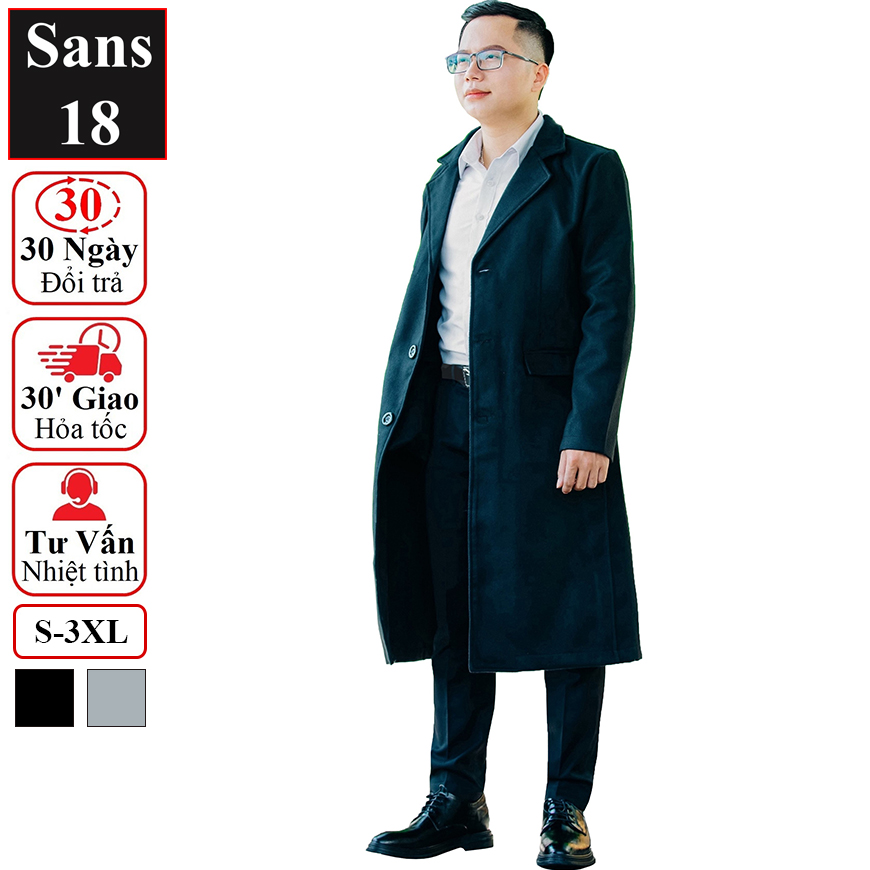 Áo Khoác Dạ Nam Dáng Dài Áo Dạ Nam 1 Lớp Sans18 Sans Shop