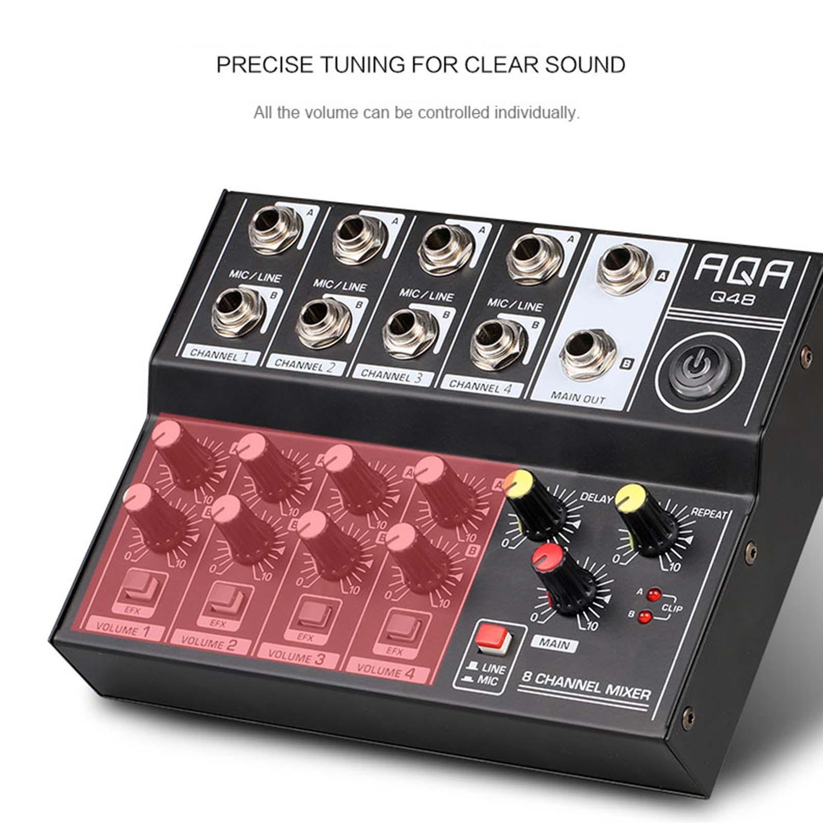 8 Channel Mixer USB Interface Podcast Equipment Live  Compact Mixer
