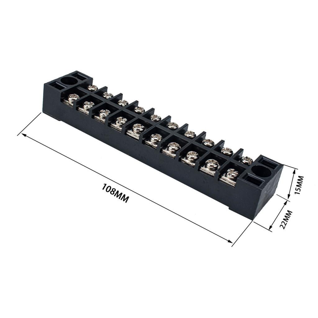 5Pcs 10 Digit Double Row Screw Terminal Block Terminal Protectors