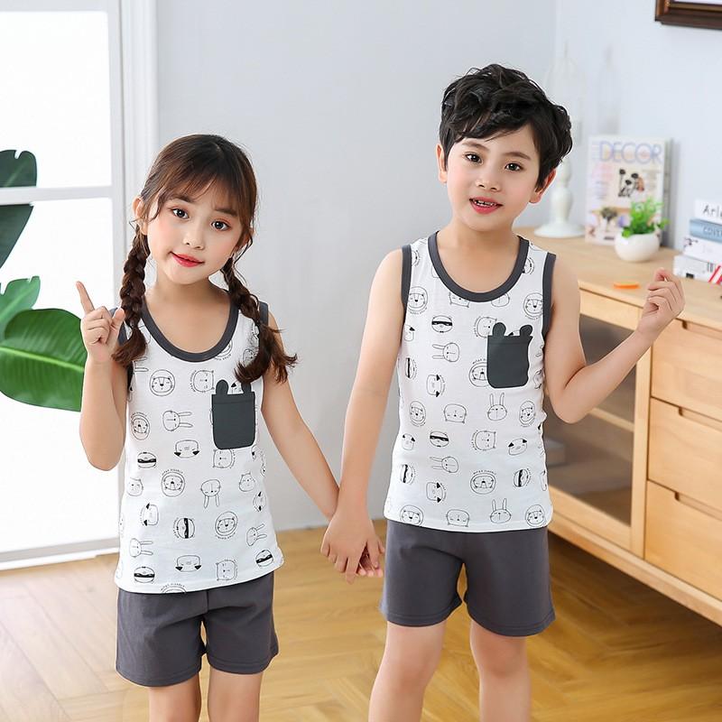 Đồ bộ sát nách cho bé trai và bé gái phối hoạt hình