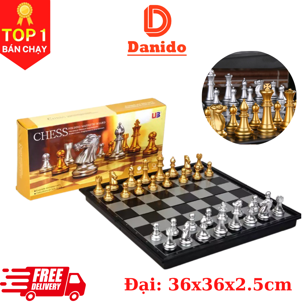 Cờ vua nam châm cao cấp - Boardgame cờ vua trí tuệ, Bộ cờ vua đấu trí - Hàng chính hãng D Danido